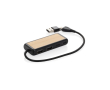 Recycled plastic and bamboo USB hub with 4 ports and dual cable colour black