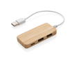 USB 2.0 hub with type C port and bamboo cable with logo colour brown