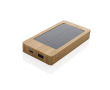 100% bamboo power bank with solar charging panel, 10,000 mAh colour brown