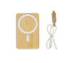 Magnetic bamboo wireless charging power bank, 5,000 mAh colour white