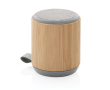 Natural bamboo and fabric speaker with company logo colour brown