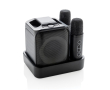 Recycled plastic karaoke set with two microphones and 5 W speaker colour black