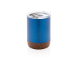 Compact, branded thermal mug with cork base, 180 ml colour blue