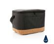 Branded cooler bag with cork detail, holds 12 cans colour black