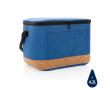 Branded cooler bag with cork detail, holds 12 cans colour blue