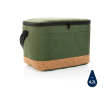 Branded cooler bag with cork detail, holds 12 cans colour dark green