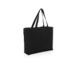 Large cooler bag in recycled canvas with logo, 285 g/m² colour black