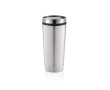 Branded thermal mug from steel with PP inner, 350 ml colour silver