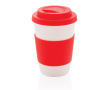 Microwave-safe plastic cups for promotions, 270 ml colour red