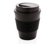 Recyclable plastic mug with lid, 350 ml colour black