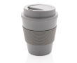 Recyclable plastic mug with lid, 350 ml colour grey