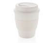Recyclable plastic mug with lid, 350 ml colour white
