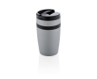 Compact promotional thermal mug with silicone band, 280 ml colour grey