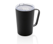 Recycled steel thermal mug with handle, 420 ml colour black