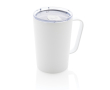 Recycled steel thermal mug with handle, 420 ml colour white