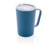 Recycled steel thermal mug with handle, 420 ml colour blue