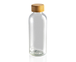 Recycled plastic bottle with bamboo lid, 660 ml colour transparent