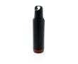 Reusable steel bottles with cork base, 600 ml colour black