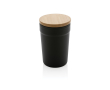 Recycled plastic thermal cup with bamboo lid, 300 ml colour black