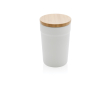 Recycled plastic thermal cup with bamboo lid, 300 ml colour white