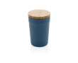 Recycled plastic thermal cup with bamboo lid, 300 ml colour blue