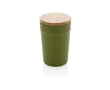 Recycled plastic thermal cup with bamboo lid, 300 ml colour dark green
