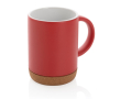 Ceramic mug with cork base and matte colour, 280 ml colour red