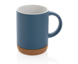 Ceramic mug with cork base and matte colour, 280 ml colour blue