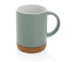 Ceramic mug with cork base and matte colour, 280 ml colour mint green