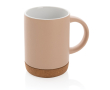 Ceramic mug with cork base and matte colour, 280 ml colour light brown