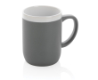Printed ceramic mug with white rim, 300 ml colour grey