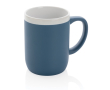 Printed ceramic mug with white rim, 300 ml colour blue