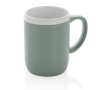 Printed ceramic mug with white rim, 300 ml colour green
