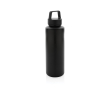 Branded recycled plastic bottle with handle, 500 ml colour black
