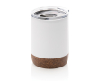 Compact, branded thermal mug with cork base, 180 ml colour white