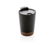 Personalised stainless steel thermal mug with cork base, 300 ml colour black