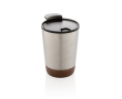 Personalised stainless steel thermal mug with cork base, 300 ml colour silver