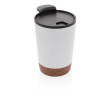 Personalised stainless steel thermal mug with cork base, 300 ml colour white
