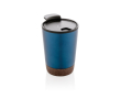 Personalised stainless steel thermal mug with cork base, 300 ml colour blue
