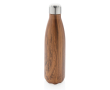 Elegant steel bottle with wood print, 500 ml colour dark wood