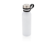 Thermal bottle with logo and silicone carry loop, 600 ml colour white