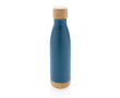 Bottle with bamboo detail on lid and base, 520 ml colour blue
