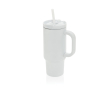 Recycled stainless steel thermal tumbler, straw, handle, 480ml colour white