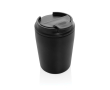 Plastic thermal coffee mug with drip-proof lid 220ml colour black