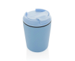 Plastic thermal coffee mug with drip-proof lid 220ml colour light blue