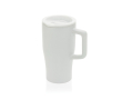 Premium ceramic mug, ergonomic handle, anti-drip lid, 490ml colour white