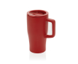 Premium ceramic mug, ergonomic handle, anti-drip lid, 490ml colour red