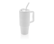 Recycled stainless steel thermal bottle with straw, 900 ml colour white