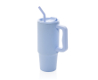 Recycled stainless steel thermal bottle with straw, 900 ml colour light blue