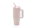 Recycled stainless steel thermal bottle with straw, 900 ml colour pink